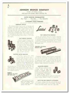 Johnson Bronze Company 1941 vintage industrial catalog bearings Johnson Bronze Company 1941 vintage industrial catalog bearings