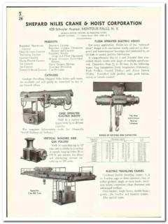Shepard Niles Crane Hoist Corp 1941 vintage industrial catalog winches