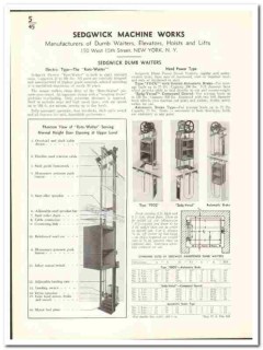 Sedgwick Machine Works 1941 vintage elevator catalog dumb waiters Sedgwick Machine Works 1941 vintage elevator catalog dumb waiters