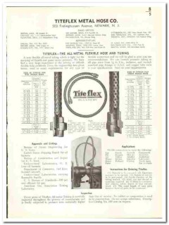 Titeflex Metal Hose Company 1941 vintage industrial catalog flexible Titeflex Metal Hose Company 1941 vintage industrial catalog flexible