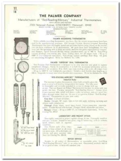 Palmer Company 1941 vintage industrial catalog thermometer Red-Reading
