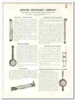 Uehling Instrument Company 1941 vintage industrial catalog gauges Uehling Instrument Company 1941 vintage industrial catalog gauges