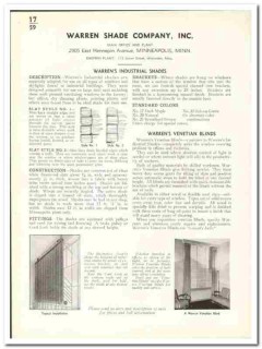 Warren Shade Company 1941 vintage window catalog industrial blinds