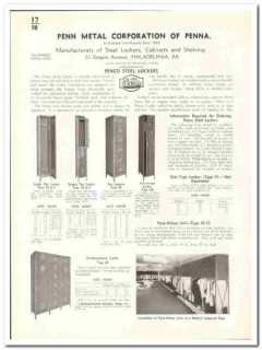Penn Metal Corp 1941 vintage locker catalog Penco cabinets shelving Penn Metal Corp 1941 vintage locker catalog Penco cabinets shelving