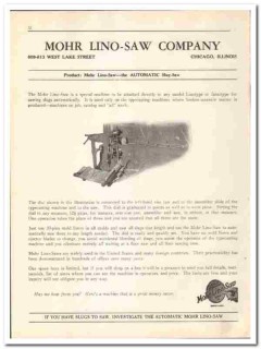 Mohr Lino-Saw Company 1930 vintage printing catalog Automatic Slug-Saw Mohr Lino-Saw Company 1930 vintage printing catalog Automatic Slug-Saw