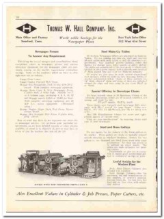 Thomas W Hall Company 1930 vintage printing catalog newspaper presses