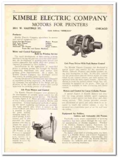 Kimble Electric Company 1930 vintage catalog motor control printers