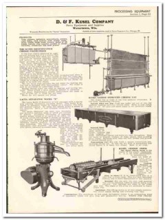 D F Kusel Company 1936 vintage dairy catalog Pasteurizer separator vat D F Kusel Company 1936 vintage dairy catalog Pasteurizer separator vat