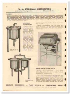 W M Sprinkman Corp 1946 vintage dairy catalog plate filter cooler