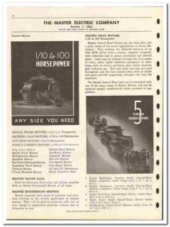 Master Electric Company 1946 vintage catalog motors geared head Master Electric Company 1946 vintage catalog motors geared head