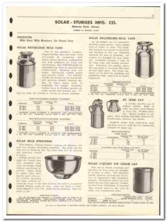 Solar-Sturges Mfg Company 1946 vintage dairy catalog milk cans