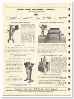 United Dairy Equipment Company 1946 vintage catalog separators