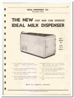 Ideal Dispenser Company 1946 vintage dairy catalog milk coin operated