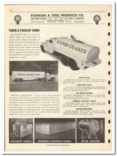 Stainless Steel Products Company 1946 vintage dairy catalog tanks