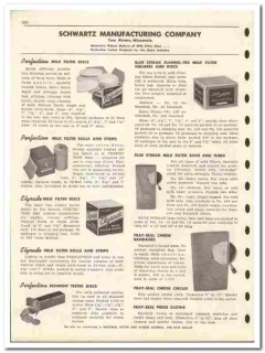 Schwartz Mfg Company 1946 vintage dairy catalog milk filter discs