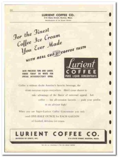 Lurient Coffee Company 1946 vintage dairy catalog ice cream flavor