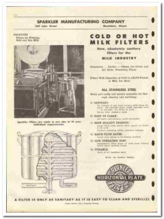 Sparkler Mfg Company 1946 vintage dairy catalog milk filters hot cold