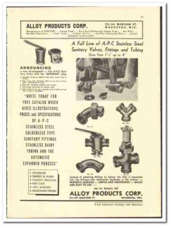 Alloy Products Corp 1942 vintage industrial catalog Stainless valves