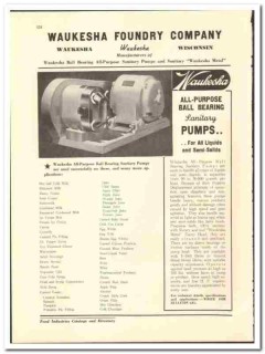 Waukesha Foundry Company 1942 vintage industrial catalog sanitary pump Waukesha Foundry Company 1942 vintage industrial catalog sanitary pump