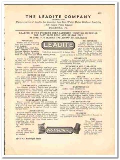 Leadite Company 1941 vintage municipal catalog jointing water mains Leadite Company 1941 vintage municipal catalog jointing water mains