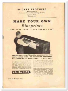 Wickes Brothers 1941 vintage municipal catalog Blueprinting Machines Wickes Brothers 1941 vintage municipal catalog Blueprinting Machines