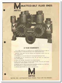 Mattco Inc 1970 vintage oil gas catalog oilfield equipment Fluid Ends
