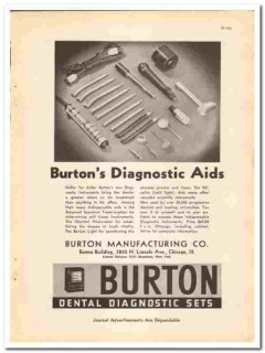 Burton Mfg Company 1938 vintage dental ad diagnostic aids equipment