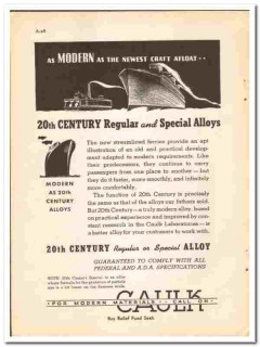 L D Caulk Company 1938 vintage dental ad 20th Century Alloy afloat