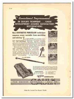 L D Caulk Company 1938 vintage dental ad Synthetic Porcelain silicate