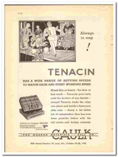L D Caulk Company 1938 vintage dental ad Tenacin inlay cement