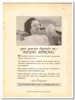 Columbus Dental Mfg Company 1938 vintage dental ad Trupontics approval