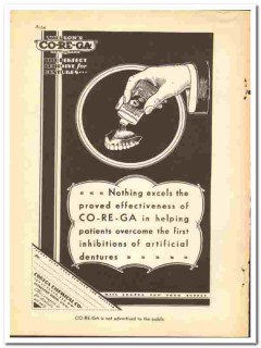 Corega Chemical Company 1938 vintage dental ad adhesive CO-RE-GA