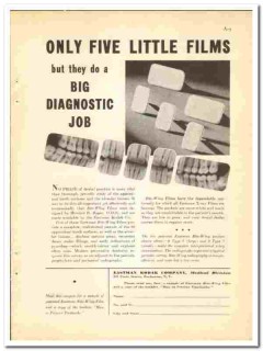 Eastman Kodak Company 1938 vintage dental ad Bite-Wing little films