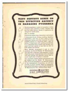 General Electric X-Ray Corp 1938 vintage dental ad Microsurgical Unit