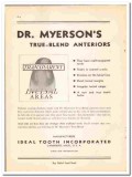 Ideal Tooth Inc 1938 vintage dental ad Dr Myerson True-Blend Anterior