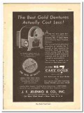 J F Jelenko Company 1938 vintage dental ad cast gold dentures