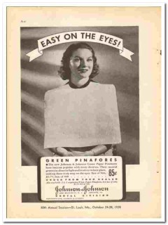 Johnson & Johnson 1938 vintage dental ad Green Paper Pinafores eyes