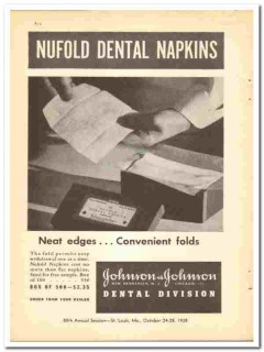Johnson & Johnson 1938 vintage dental ad Nufold napkins