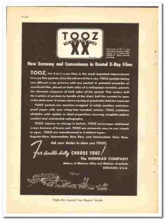 Minimax Company 1938 vintage dental ad x-ray film TOOZ economy
