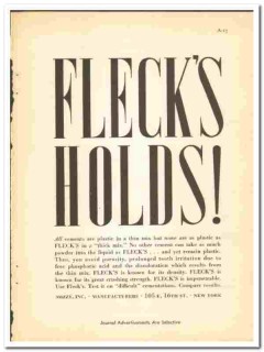 Mizzy Inc 1938 vintage dental ad Flecks Cement holds