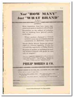 Philip Morris Company 1938 vintage dental ad smoke cigarettes brand Philip Morris Company 1938 vintage dental ad smoke cigarettes brand