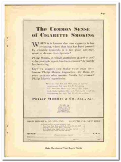 Philip Morris Company 1938 vintage dental ad smoke cigarettes sense Philip Morris Company 1938 vintage dental ad smoke cigarettes sense