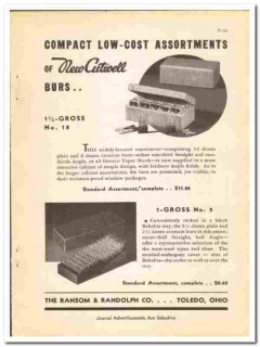 Ransom Randolph Company 1938 vintage dental ad Cutwell Burs compact Ransom Randolph Company 1938 vintage dental ad Cutwell Burs compact