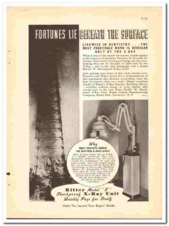 Ritter Dental Mfg Company 1938 vintage dental ad X-ray unit fortunes