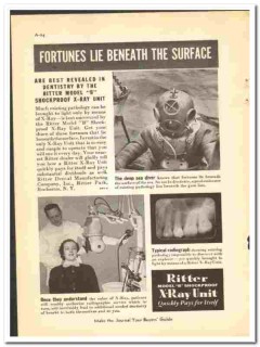 Ritter Dental Mfg Company 1938 vintage dental ad X-ray surface diver