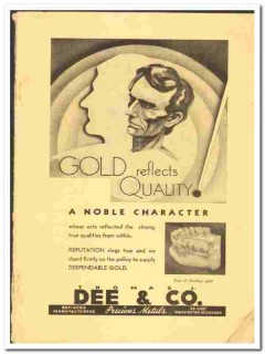 Thomas J Dee Company 1938 vintage dental ad gold reflects quality