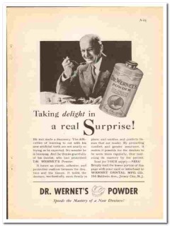 Wernet Dental Mfg Company 1938 vintage ad denture powder surprise Wernet Dental Mfg Company 1938 vintage ad denture powder surprise