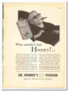 Wernet Dental Mfg Company 1938 vintage ad denture powder happy Wernet Dental Mfg Company 1938 vintage ad denture powder happy