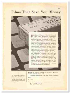 Eastman Kodak Company 1938 vintage dental ad X-ray film Radia-tized