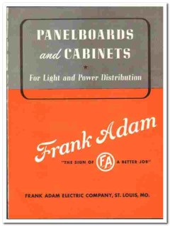 Frank Adam Electric Company 1942 vintage catalog panelboards cabinets